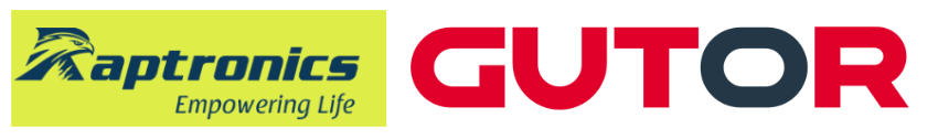 Raptronics and Gutor partnership logo, symbolizing energy management collaboration in Canada.